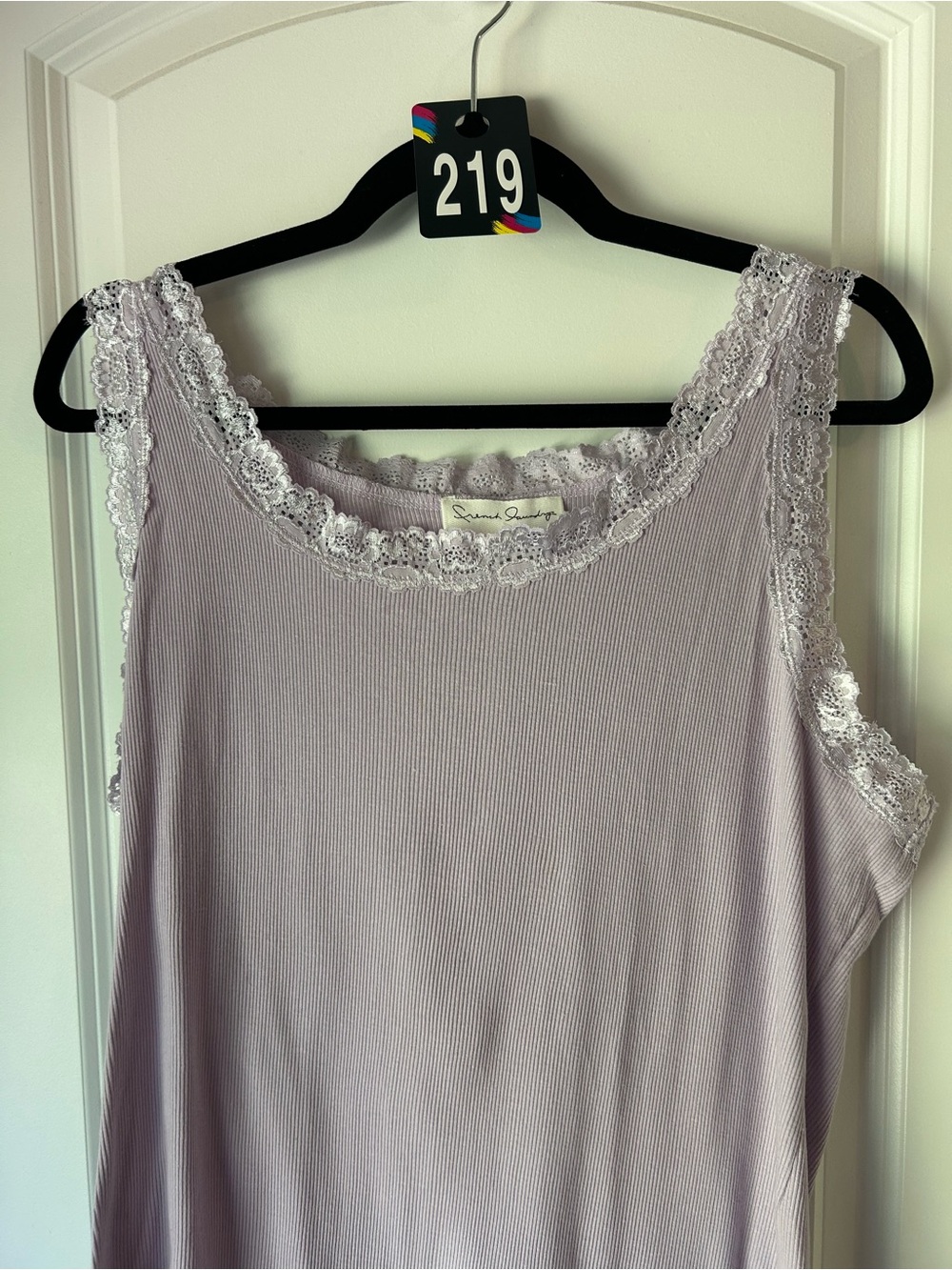 French Laundry Lavender Lace-Trim Ribbed Tank